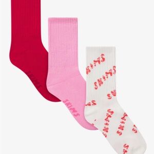 SOLD OUT SKIMS RIBBED CREW SOCK 3-PACK | MARBLE CANDY MULTI | 8+| NEW